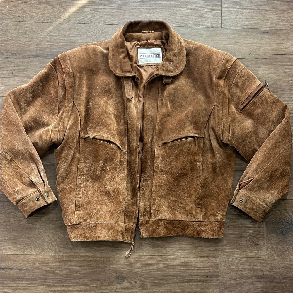 Weekenders Vintage Suede Bomber Jacket in Warm Brown ! Size 44